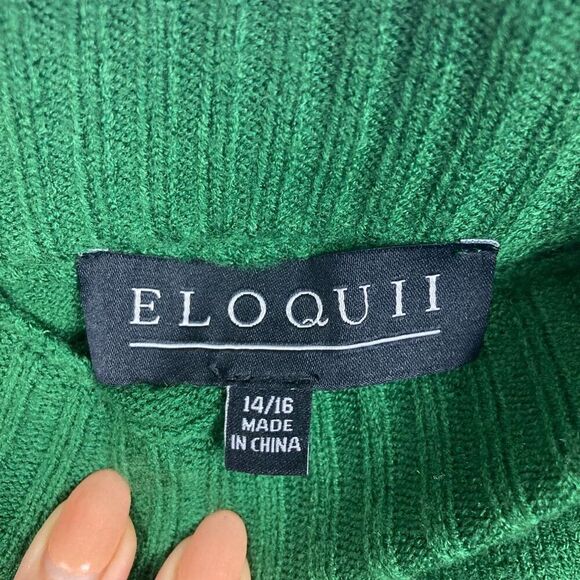 ELOQUII Women's Plus Size Knitted Sweater Pencil Skirt Emerald Green sz 14/16 - Picture 2 of 8